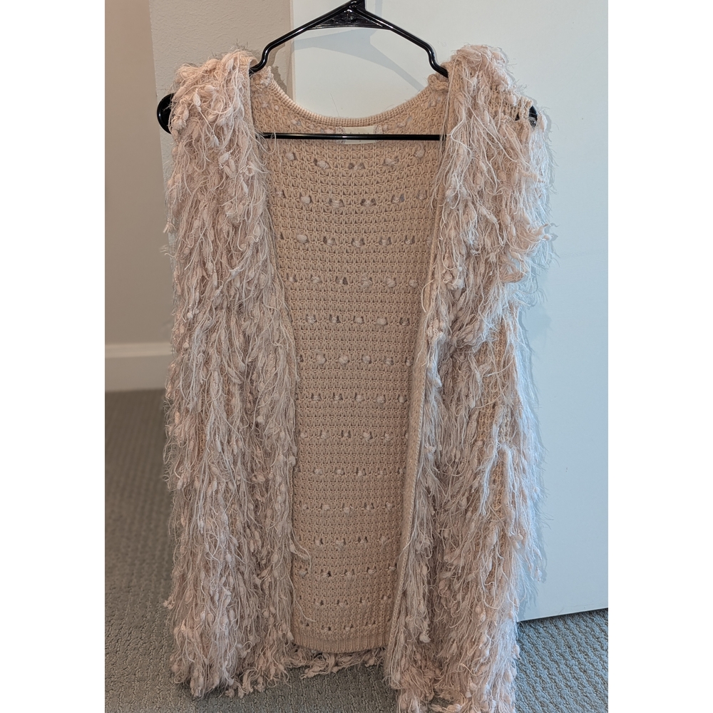 Altar'd State Shaggy Knit Vest In Blush